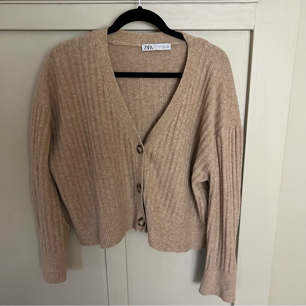 Zara Tan Button Cardigan Size Large